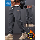 真维斯（Jeanswest）休闲裤男秋冬季加绒哈伦运动束脚裤宽松微修身工装百搭长裤子男士 2215深灰色(加绒)  2XL