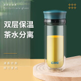 希乐（cille）商务休闲玻璃杯双层加厚密封防烫男女玻璃茶杯BL-1978绿色360ml