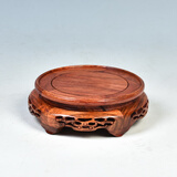 琴书侣花梨木红木底座花瓶底座圆形实木酒缸花盆摆件底座木质托架 花梨缕空 内径9.5高5.5cm