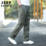 JEEP SPIRIT吉普工装裤男春夏季休闲裤子男士新复古回潮直筒裤 军绿 XL