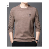 皮尔卡丹（pierre cardin）加绒长袖t恤男士圆领卫衣男春秋季新款T恤男装打底衫潮流体恤上衣 9822驼色 L 170 （120-135斤）