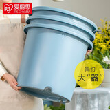 爱丽思（IRIS）花瓶彩色Deepot圆形月季铁线莲花盆园艺批发树脂花盆塑料盆 14号雾霾蓝 （带盆托） 深型