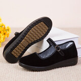 九寸阳光新款老北京布鞋女鞋中跟单鞋软底工作鞋黑色酒店鞋防滑跳舞妈妈鞋 205黑布鞋38码