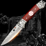 傲斯大马士革钢高硬度折叠刀防身军刀具大马士革小刀便携锋利高端折刀 花蝴蝶