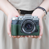 摄侣富士xt5保护套xs20相机包xt30二代三代xt50皮套x100vi保护套xh2s底座xe5相机套xt20皮壳牛皮配件 XT5复古绿真皮保护套