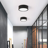 世尊 简约现代LED过道灯走廊灯玄关入户门厅灯北欧阳台衣帽间吸顶灯具 小号圆黑15cm【白光】