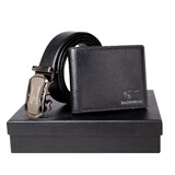 诺曼蒂（NOLMENDY）创意diy父亲节送爸爸的生日礼物40岁特别60送给男士实用男友钱包 新款男士黑色皮带钱包套装