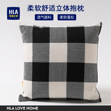 海澜之家（HLA）棉麻抱枕靠枕轻奢超柔简约靠背垫客厅靠枕套含芯纯色靠包沙发靠垫 条格 灰白大格 枕套+枕芯【45*45cm】