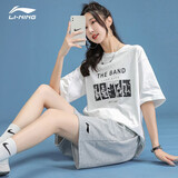 李宁（LI-NING）运动短裤女夏季新款显高显瘦透气跑步健身棉质休闲五分裤女 浅灰色(棉质款) M