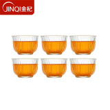 金杞（JINQI） 玻璃茶杯套装 6只装 高硼硅耐热玻璃茶具茶杯 C07竖纹杯 6只装