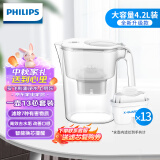 飞利浦（PHILIPS）全新升级净水壶 家用滤水壶 厨房自来水过滤净水器 AWP2814WHT 一壶13芯