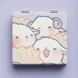 苏念便携式化妆双面镜可折叠方形小镜子时尚PU皮美妆迷你翻盖随身镜子 咩咩群