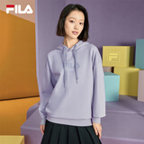 FILA 斐乐官方情侣款连帽卫衣秋季新款纯棉宽松针织长袖上衣加绒 【加绒】新瓦灰-GY XL