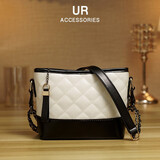 UR包包女包2025新款车线菱格双链条流浪包单肩斜挎大容量撞色经典包 白色【法式轻奢高级送女友礼物】