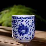 古笙记 釉下彩景德镇青花陶瓷茶杯大容量品茗杯家用水杯子青花瓷粉彩 青花缠枝莲茶杯(1个)
