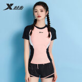 特步（XTEP）特步泳衣女士保守显瘦遮肚温泉游泳衣女 樱花粉 XL