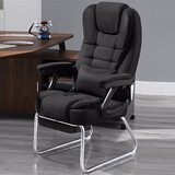 双木马 电脑椅家用办公椅子简约麻将椅会议椅宿舍座椅靠背椅可躺老板椅 布艺-黑色 标准可躺款[无脚托+无腰枕]