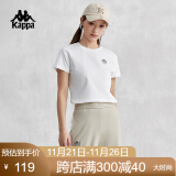 卡帕（Kappa）复古运动短袖女简约休闲T恤针织圆领夏季半袖K0E42TD01D