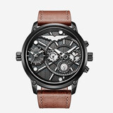 POLICE警察意大利魄力思两地时双时区机芯赛车欧美飞行员大表盘石英手表 E黑鹰PL.15928JSB/61A 双时区