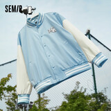 森马森马外套男美式复古棒球服春秋季情侣宽松校园风撞色夹克 蓝色调0188 180/96A/XL