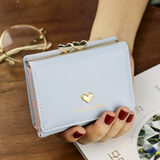 书果儿（SHU GUO ER）女士钱包女短款2024新款学生韩版小清新爱心钱包多功能折叠零钱袋 蓝色