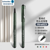 施耐德（Schneider）针管中性笔 0.5mm黑芯顺滑签字笔大容量直液式水笔学生用 823单支装-透明深绿182304