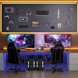 木格格电竞房洞洞板黑色墙上置物架书房上方电脑桌墙面挂板收纳铁艺装饰 【黑色 】40*60cm送金属挂钩10个