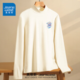 真维斯（JEANSWEST）加绒半高领内搭打底衫长袖女装2024新款秋冬季绒德保暖女士上衣服 米色 蓝色彩虹横_K L