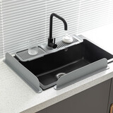 家の物语（KATEI STORY）日本水槽挡水板厨房小工具吸盘式洗碗池防溅硅胶挡板家用水池挡板 灰色*2个【二面挡水】