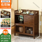 佳爱禾 实木小博古架茶水柜多功能茶具茶叶收纳柜边柜小置物架子 三层升级右抽带门款