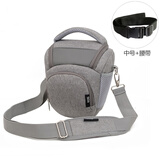 四代目适用佳能相机包单反三角包90D700D600D200D二代850D80D6D2M50M6 升级款 灰色 中号+礼品+腰带