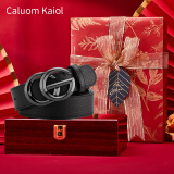Caluom Kaiol女士皮带真皮时尚百搭腰带女纯牛皮ins女式裤带生日礼物送女友 0047红木礼盒/百搭枪色 95cm 请备注身高和体重