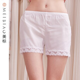 美标商场同款平角打底裤女蚕丝防走光可外穿丝绸蕾丝百搭安全裤平角裤 白色 1条 XL (170)