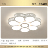 卧室灯吸顶灯圆形无极遥控led灯具简约现代温馨浪漫薄家用房间灯 花朵 直径50cm  36w三色