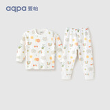 aqpa【195g新疆棉】婴儿内衣套装纯棉衣服秋男女宝宝睡衣儿童秋衣秋裤 白底彩虹精灵 90cm