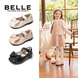 百丽（Belle）童鞋女童小蝴蝶黑皮鞋幼童宝宝鞋学步鞋春秋款儿童单鞋时尚公主鞋 粉色 27 参考脚长167mm
