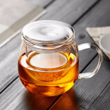 沉弗玻璃三件套茶杯耐热玻璃带把过滤茶杯红茶杯家用带滤网茶杯茶杯 大蜜蜂