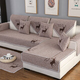 西漢简约现代四季通用沙发巾沙发垫老粗布防滑坐垫皮沙发盖巾 啡色 90*240cm