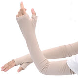 珍碧斯保暖袖套女男秋冬季长款手臂套加厚加绒高弹空调房防寒护胳膊手套 肤色（指套款）