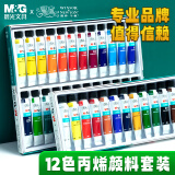 晨光(M&G)文具温莎牛顿联名丙烯画颜料12色/10ml防水学生集训校考练习diy墙绘 儿童女孩生日 APL976N5