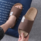 洁丽雅亚麻拖鞋男夏季居家室内家居四季棉麻男士防滑防臭布拖鞋家用静音 咖啡【吸汗防臭】 44-45 【适合43-44】