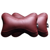 Circle Cool 牛皮汽车头枕护颈枕 车上抱枕座椅靠枕腰靠垫小车用头层牛皮枕头 牛皮颈枕 酒红色 2个