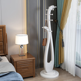 全实木挂衣架落地卧室客厅简约新中式酒店公寓琵琶复古艺术衣帽架 白色  出口品质实木底盘