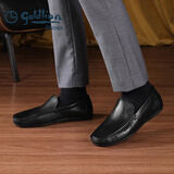 金利来（Goldlion）豆豆鞋男秋季皮鞋男商务休闲鞋男柔软百搭乐福鞋套脚鞋男士皮鞋 黑色 41