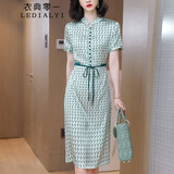 衣典零一（LEDIALYI）2025夏季新款女装杭州高端气质品牌真丝连衣裙桑蚕丝衬衫裙子夏天 绿色 L