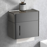 穆西卡（MUXIKA）卫生间纸巾盒马桶旁边置物架厕所洗手间卷纸架免打孔大号收纳盒 抽纸盒（灰色）双层