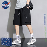nasawassup工装短裤男装夏季薄款2024潮牌新款运动外穿休闲男士五分中裤子 黑色DK119-HMFS XL 【建议110-130斤】