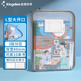 Kingdee开学必备L型科目分类袋透明文件袋 拉链式网纱书袋考试专用袋子补习袋档案袋收纳袋大容量 绿色