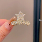玖维娅珍珠抓夹半扎发夹女小号前额碎发刘海夹子头饰新款侧边夹发卡 JYFJ104星星环扣珍珠