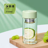 富光玻璃杯女双层隔热迷你小号容量透明花茶水杯子 绿色210ml